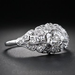 .65 Carat Art Deco Diamond Engagement Ring in Platinum 