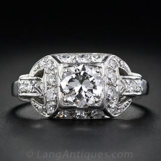 .65 Carat  Art Deco Platinum Diamond Engagement Ring