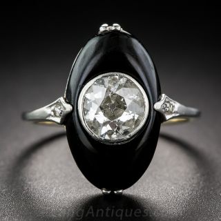.65 Carat Center Diamond and Onyx Art Deco Ring