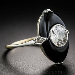 .65 Carat Center Diamond and Onyx Art Deco Ring