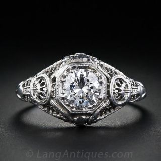.65 Carat Diamond Filigree Estate Engagement Ring