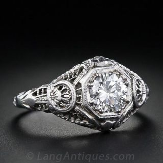 .65 Carat Diamond Filigree Estate Engagement Ring