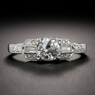 .65 Carat European-Cut Diamond Vintage Style Engagement Ring in Platinum