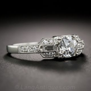 .65 Carat European-Cut Diamond Vintage Style Engagement Ring in Platinum