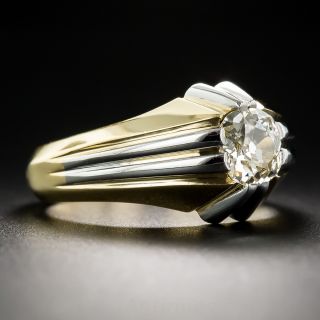 French .65 Carat Diamond Platinum and 18K Art Deco Ring