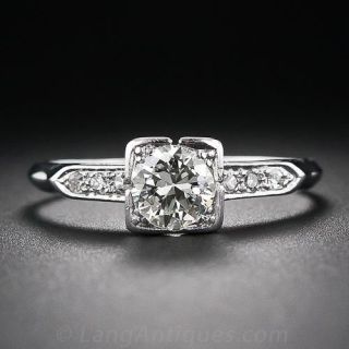 .65 Carat Late Art Deco Platinum and Diamond Engagement Ring