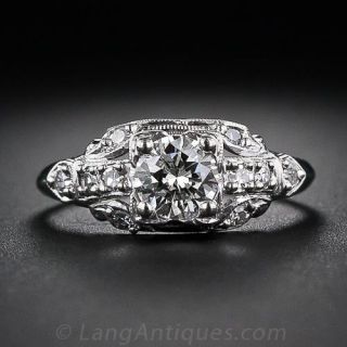 .65 Carat Platinum and Diamond Art Deco Engagement Ring