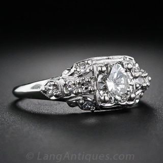 .65 Carat Platinum and Diamond Art Deco Engagement Ring