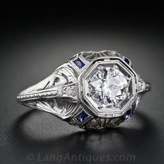 .65 Carat Platinum Filigree Diamond Engagement Ring