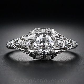 .65 Carat Vintage Filigree Diamond Engagement Ring
