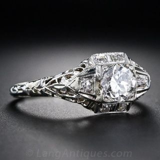 .65 Carat Vintage Filigree Diamond Engagement Ring
