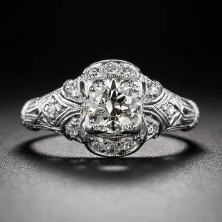 .66 Carat European-Cut Diamond Platinum Art Deco Engagement Ring