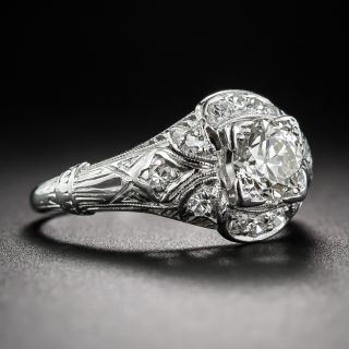 .66 Carat European-Cut Diamond Platinum Art Deco Engagement Ring