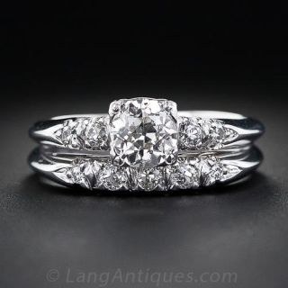 .66 Carat Mid-Century Diamond Wedding Set