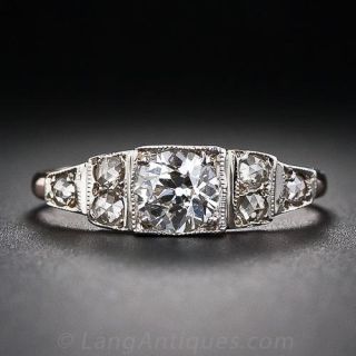 .66 Carat Vintage Silver and Rose Gold Engagement Ring