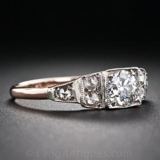 .66 Carat Vintage Silver and Rose Gold Engagement Ring