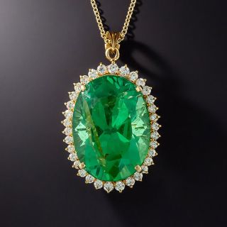 68.00 Carat Green Fluorite and Diamond Pendant Necklace - GIA - 2