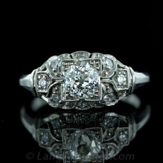 .68 Carat Art Deco Style Diamond Engagement Ring Main View