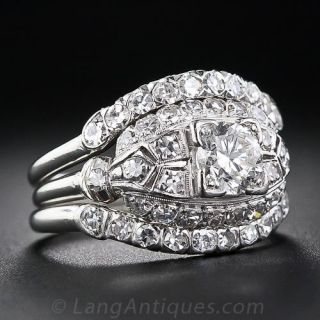 .68 Carat Center Diamond Vintage Three Ring  Wedding Set
