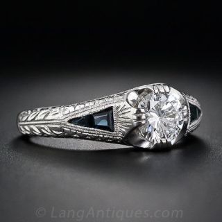 .68 Carat Platinum and Diamond Art Deco Style Engagement Ring