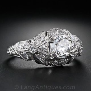 .68 Carat Vintage Style Platinum Diamond Engagement Ring