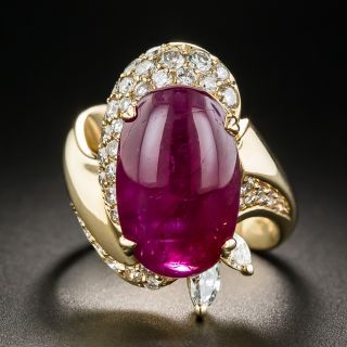 7.00 Carat Cabochon Ruby Diamond Ring - 1
