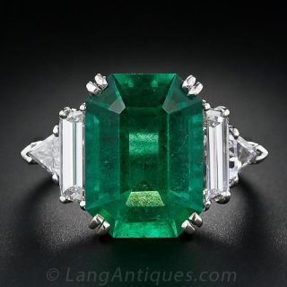 7.00 Carat Emerald and Diamond Ring
