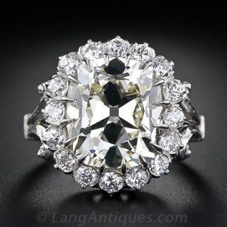 7.02 Carat Antique Cushion Cut Diamond Ring