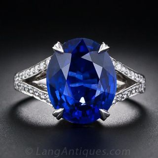 7.14 Carat Sapphire and Diamond Ring