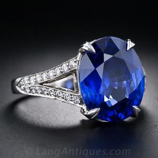 7.14 Carat Sapphire and Diamond Ring