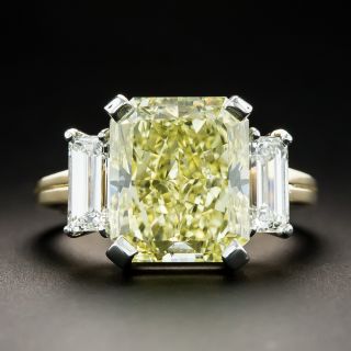7.34 Carat Fancy Intense Yellow Radiant-Cut Diamond Ring - Oscar Heyman - GIA - 2