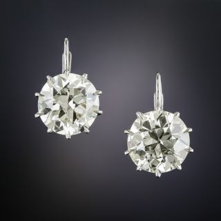 7.41 Carat European-Cut Diamond Stud Earrings - GIA - 1