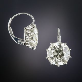 7.41 Carat European-Cut Diamond Drop Earrings - GIA