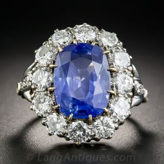 7.54 Carat No-Heat Ceylon Sapphire and Diamond Ring - 1