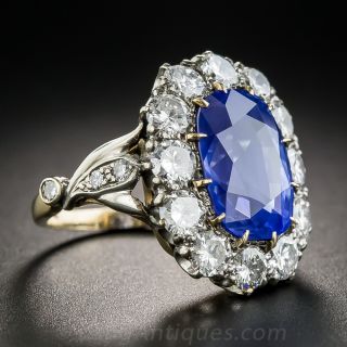 7.54 Carat No-Heat Ceylon Sapphire and Diamond Ring
