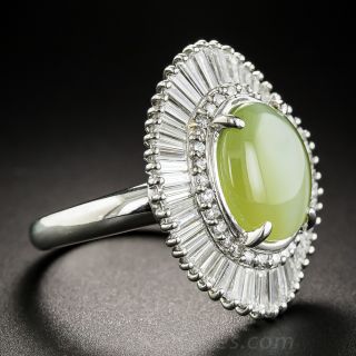 7.55 Carat Cat's Eye Platinum and Diamond Ballerina Ring