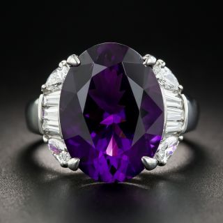 7.62 Ct. Amethyst Platinum Diamond Ring