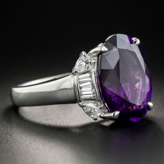 7.62 Ct. Amethyst Platinum Diamond Ring