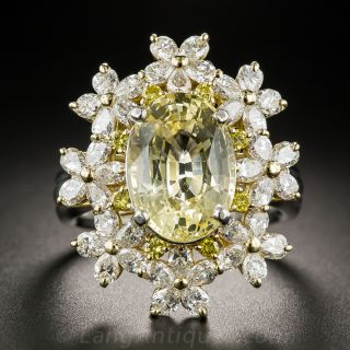 7.67 Yellow Sapphire and Diamond Cocktail Ring