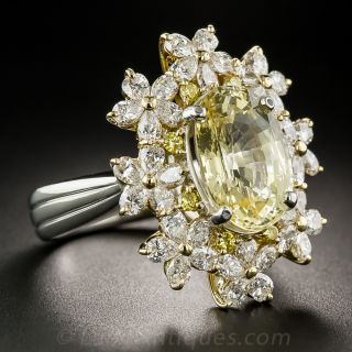 7.67 Yellow Sapphire and Diamond Cocktail Ring