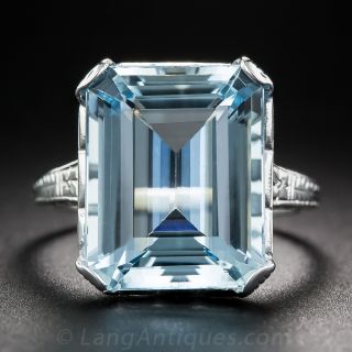 7.68 Carat Vintage  Aquamarine Ring