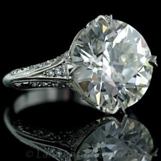 7.92 Carat European-Cut Diamond Engagement Ring