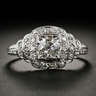 .70 Carat Center Art Deco Platinum and Diamond Ring