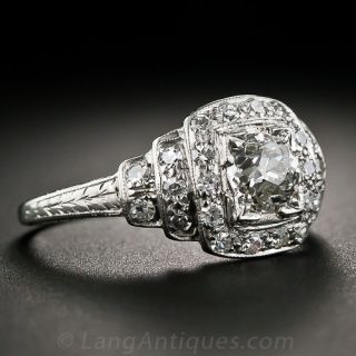 .70 Carat Center Art Deco Platinum and Diamond Ring