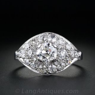 .70 Carat Center Vintage Pave Diamond Ring