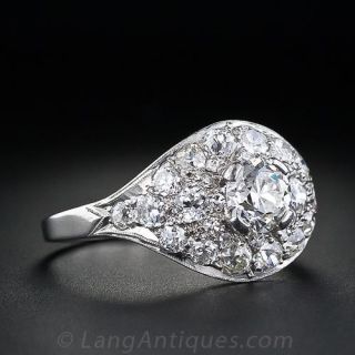 .70 Carat Center Vintage Pave Diamond Ring