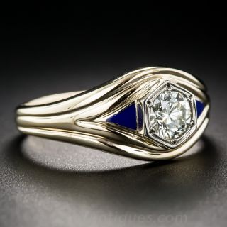 .70 Carat Diamond and Enamel Gent's Ring