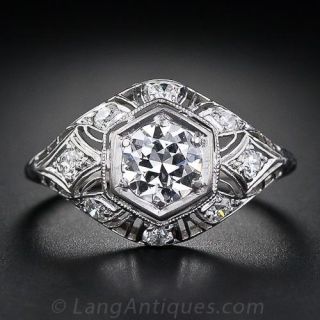 .70 Carat Edwardian Platinum Diamond Engagement Ring