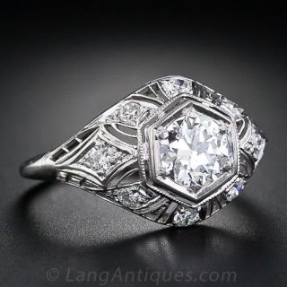 .70 Carat Edwardian Platinum Diamond Engagement Ring