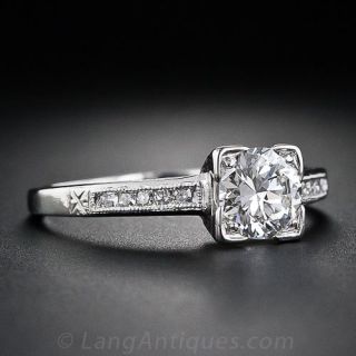 .71 Carat Platinum and Diamond Estate Engagement Ring